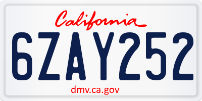 CA license plate 6ZAY252