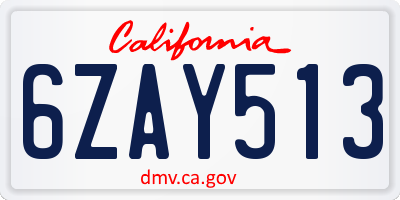 CA license plate 6ZAY513