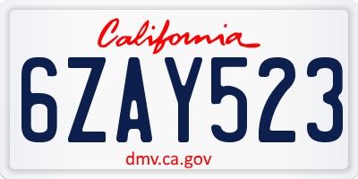 CA license plate 6ZAY523