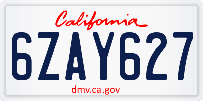 CA license plate 6ZAY627