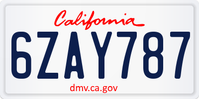CA license plate 6ZAY787