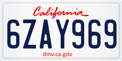 CA license plate 6ZAY969