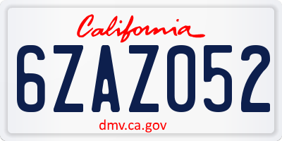 CA license plate 6ZAZ052