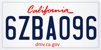 CA license plate 6ZBA096