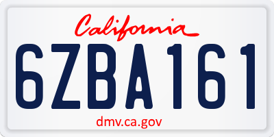 CA license plate 6ZBA161