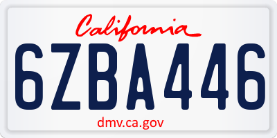 CA license plate 6ZBA446