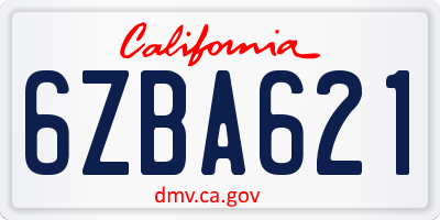 CA license plate 6ZBA621