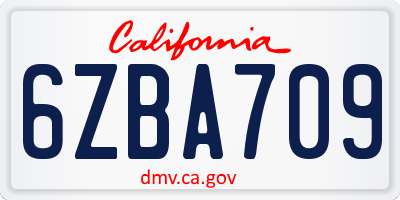 CA license plate 6ZBA709