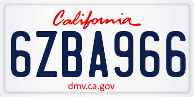 CA license plate 6ZBA966