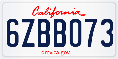 CA license plate 6ZBB073