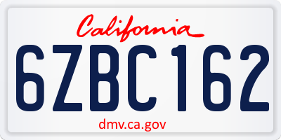 CA license plate 6ZBC162