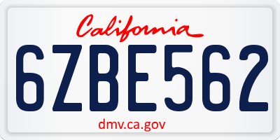 CA license plate 6ZBE562