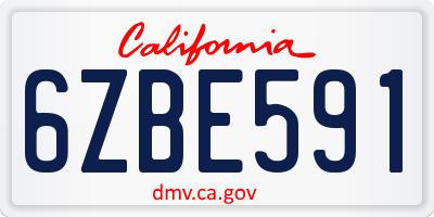 CA license plate 6ZBE591