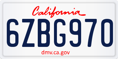 CA license plate 6ZBG970