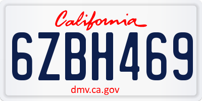 CA license plate 6ZBH469