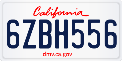 CA license plate 6ZBH556