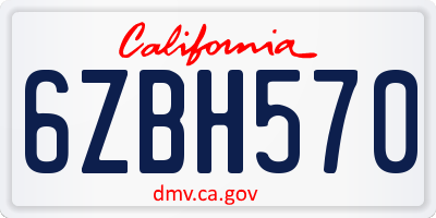 CA license plate 6ZBH570