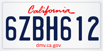 CA license plate 6ZBH612