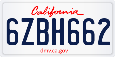 CA license plate 6ZBH662