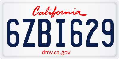 CA license plate 6ZBI629
