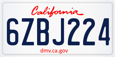 CA license plate 6ZBJ224