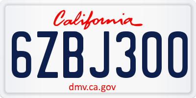 CA license plate 6ZBJ300