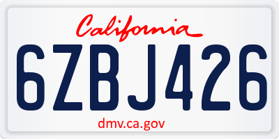 CA license plate 6ZBJ426