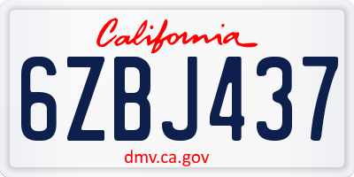 CA license plate 6ZBJ437