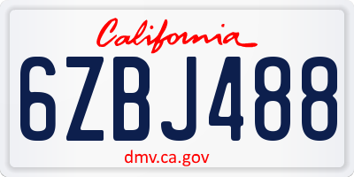 CA license plate 6ZBJ488