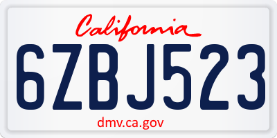 CA license plate 6ZBJ523