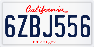 CA license plate 6ZBJ556