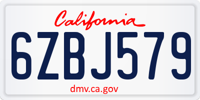 CA license plate 6ZBJ579