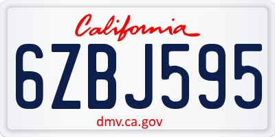 CA license plate 6ZBJ595