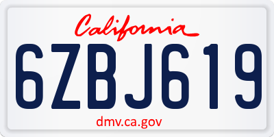 CA license plate 6ZBJ619