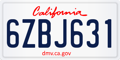 CA license plate 6ZBJ631