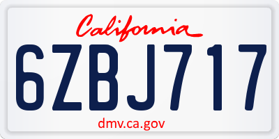 CA license plate 6ZBJ717