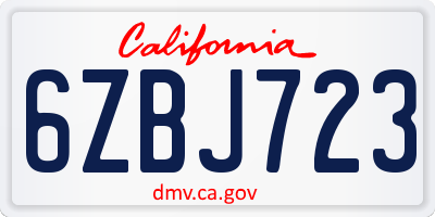 CA license plate 6ZBJ723