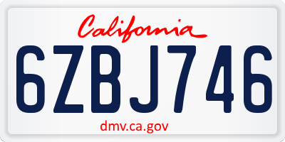 CA license plate 6ZBJ746