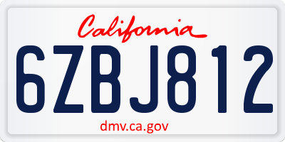 CA license plate 6ZBJ812
