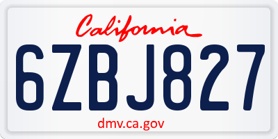 CA license plate 6ZBJ827
