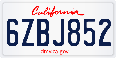 CA license plate 6ZBJ852