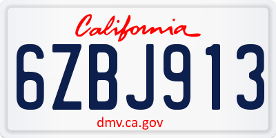 CA license plate 6ZBJ913