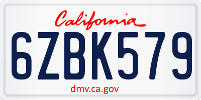 CA license plate 6ZBK579