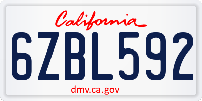 CA license plate 6ZBL592