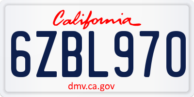 CA license plate 6ZBL970