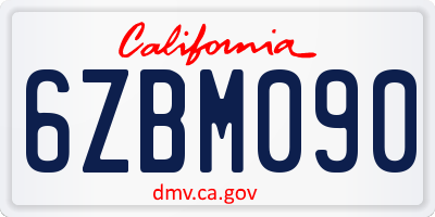 CA license plate 6ZBM090