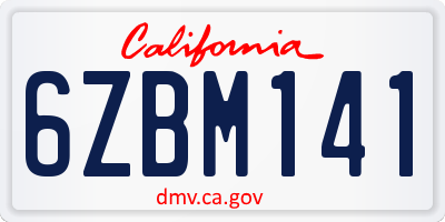 CA license plate 6ZBM141