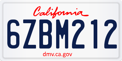 CA license plate 6ZBM212
