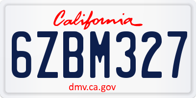 CA license plate 6ZBM327