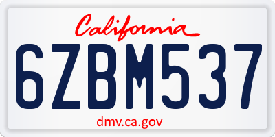 CA license plate 6ZBM537